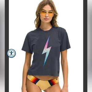 NWT Aviator Nation - Bolt Boyfriend Tee - Rainbow - XS
